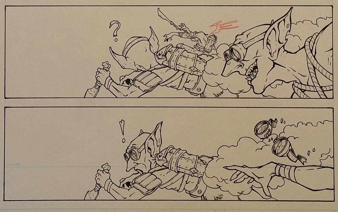 RockJockeys's tweet photo. Today's art leak are panels 4 and 5 of page 4. This is what happens to the goblin jet pack troops that make the mistake of trying to take #Ifra out of the skies :)
@PhilbrookAuthor @JdIllustrates #goblins #jetpacks #headshots https://t.co/AyVsJBY9uo