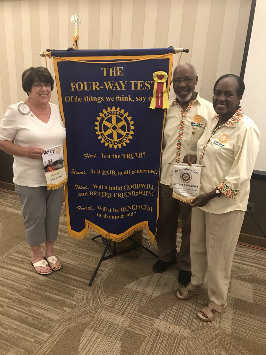 CSHRotary's tweet photo. Special visitors this week all the way from Kenya. Kimani &amp; Jane Chege from Nairobi, Kenya visiting their daughter in the St. Louis area. They belong to the Nairobi Rotary club and made sure they made time to visit us during their trip. #samecause #onemission #BlessedAndGrateful https://t.co/uInBTGmq1O