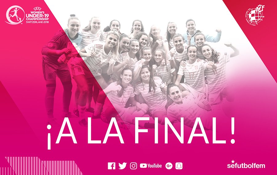SEFutbolFem's tweet photo. 😱¡¡¡ESTE EQUIPO NO CONOCE LÍMITES!!!
🔁Haz RT y comparte la alegría por nuestra @SeFutbolFem Sub-19, que jugará el próximo lunes ante Alemania una nueva final continental del #WU19EURO.
👩🏼💻LEE LA CRÓNICA AQUÍ: https://t.co/6ULcCaJZFG https://t.co/DKILDV4hz4