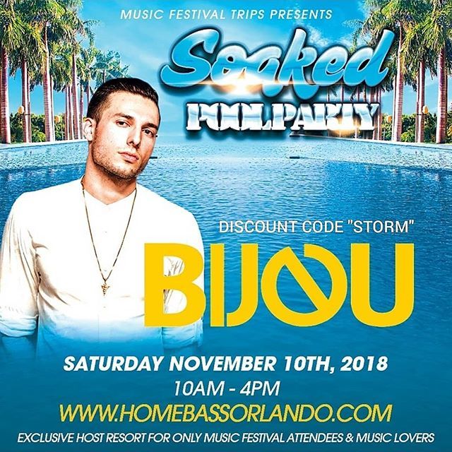 DMApparel_'s tweet photo. The first artist announcement for @homebass_orlando is out! Catch some waves with @djbijou at the #SoakedPoolParty 🍾🌊
....
All resort guests get in to all of the parties for FREE! Get your tickets and travel packages at https://t.co/kwqeP1Fflb and use code "STORM" for a disc… https://t.co/gsksyKtQRf