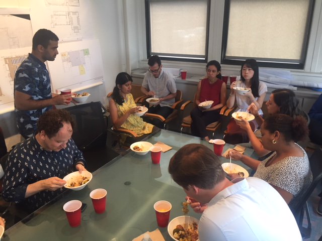 Another 1/2 day summer Friday at Jack L. Gordon Architects! This week: Indian food from Inday—with Mango Lassi cocktails! #Summer #halfdayfriday #Freelunchanddrinks #BollywoodDancing #architecture #nyc #design #officeculture #JLGA #liveworkplay