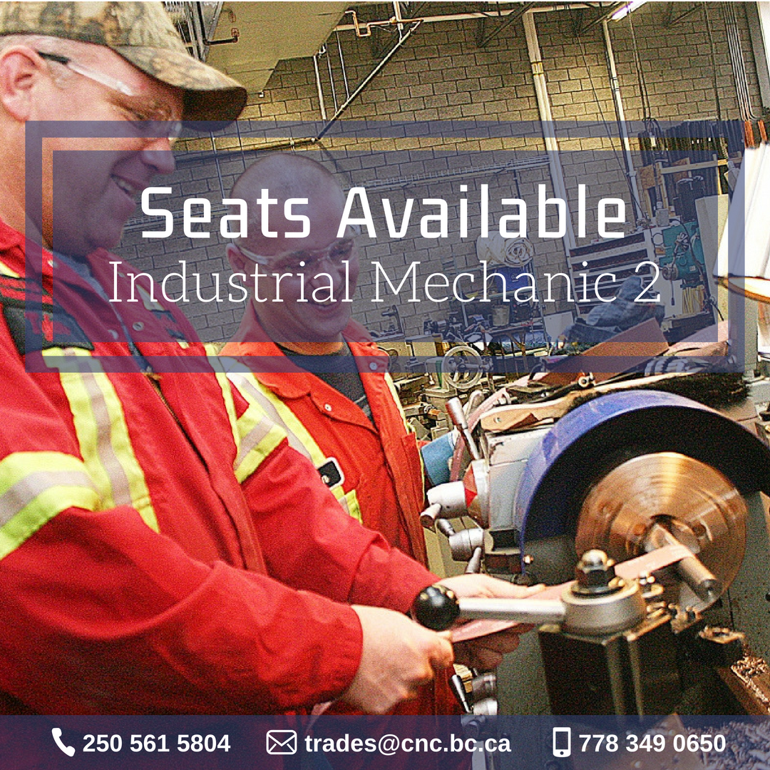 We still have seats available in Millwright Level 2 on September 10th! Contact us now to reserve your spot.