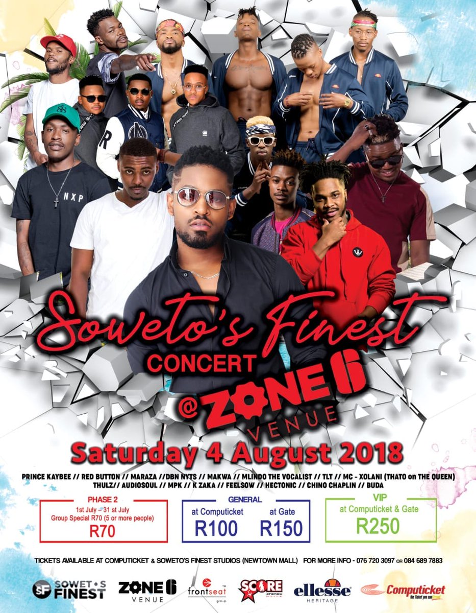 _FentseM's tweet photo. #SFConcert
- 04 August
- @Zone6Venue
featuring music by @PrinceKaybee_SA
@MlindoRSA
@RedButtonSA
and more of your favorite local acts https://t.co/P1oyaSVWlq