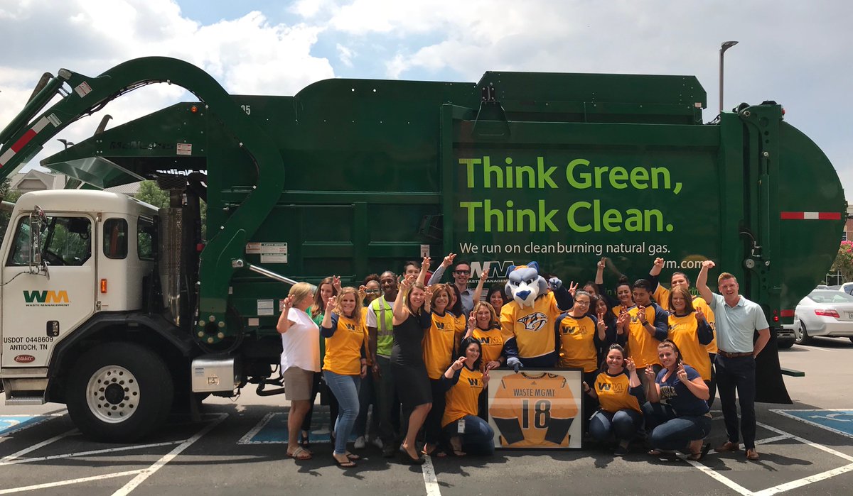 PredsNHL's tweet photo. Welcome our new partner @wastemanagement - the Official Waste Disposal and Collection provider of the #Preds, @brdgstonearena, &amp; @fordicecenter! https://t.co/oSIBHTvOpl