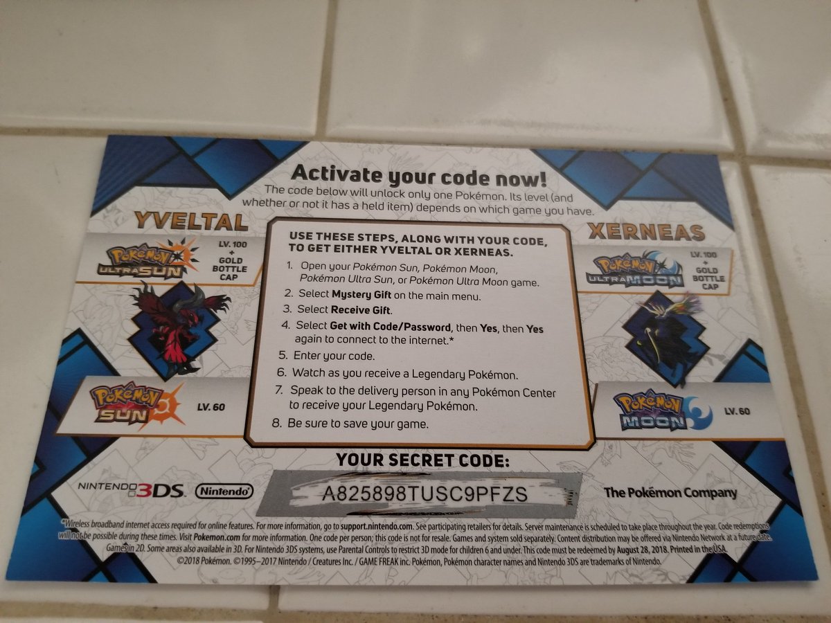 sabresite's tweet photo. #Yveltal #Xerneas Codes, 1 per day until I run out. Last chance to get a serial code! #Pokemon #Wondercard #MysteryGift #SerialCode #UltraSun #UltraMoon #Sun #Moon #ProjectPokemon https://t.co/iPoQRyi2AT
