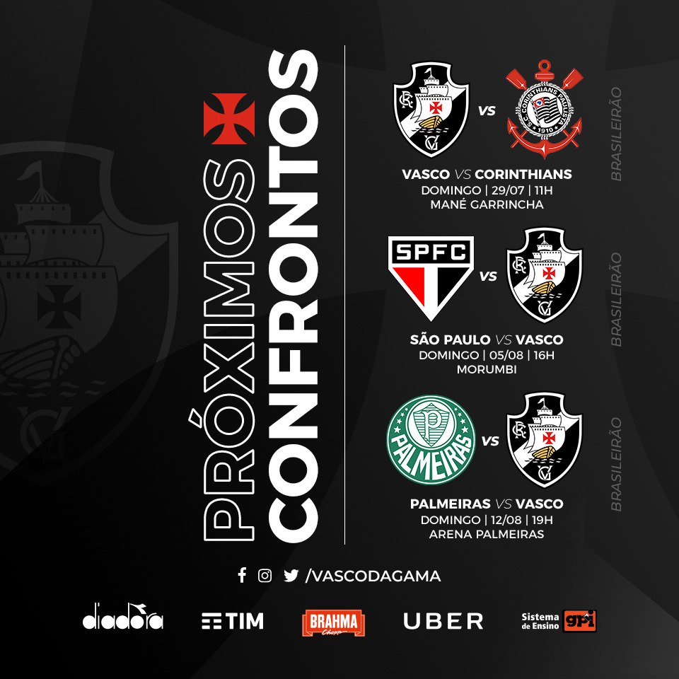 Confira quais serão os próximos 5 jogos do Vasco