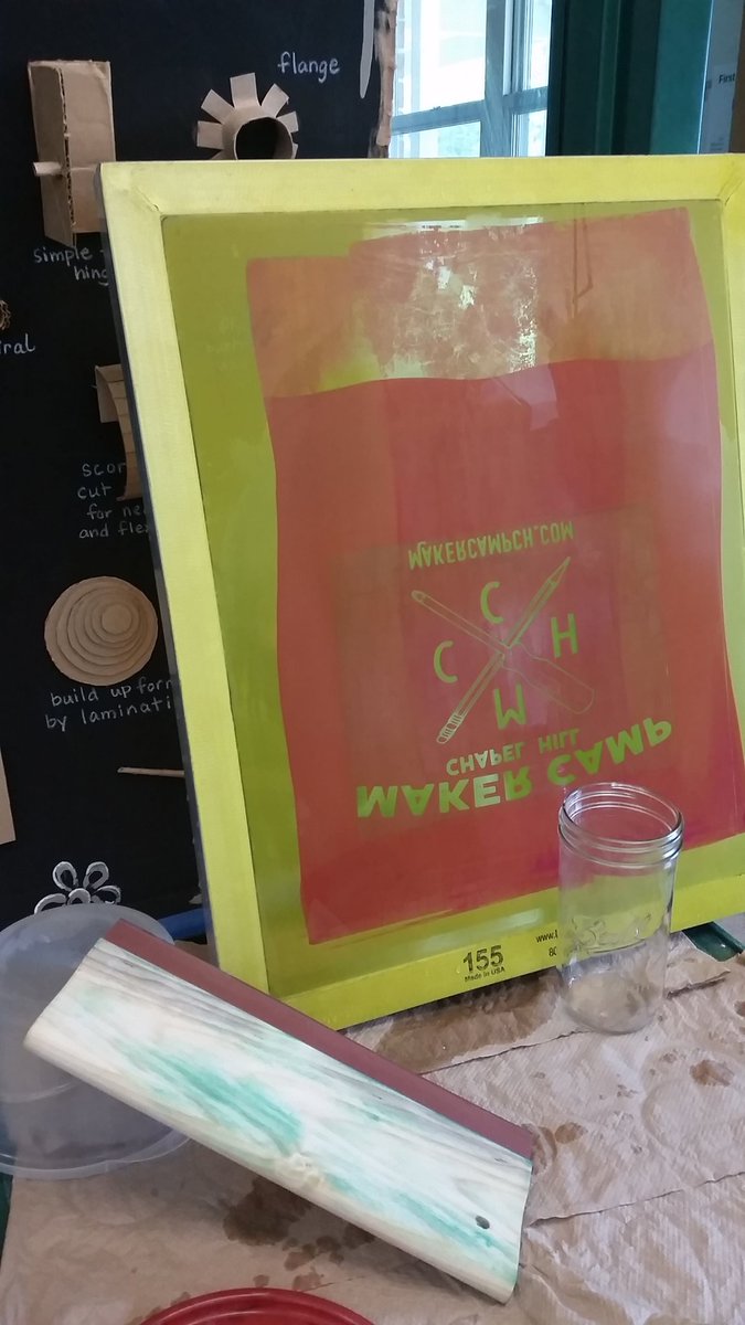 karaodor's tweet photo. Maker Camp CH! Where we have a terribly strict "you want a tshirt? LET'S LEARN TO SCREEN PRINT!" rule. #makercampch https://t.co/q8bi1hGZmd
