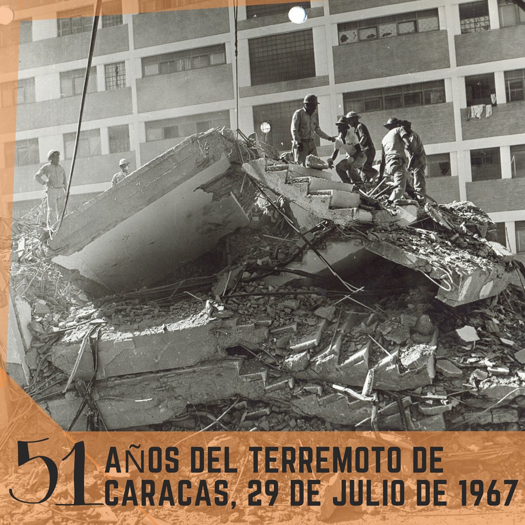 Seguri_Laboral's tweet photo. Hoy #29Jul se conmemora 51 años del #TerremotodeCaracas ocurrido el 29 de julio de 1967, además de este potente temblor, la ciudad de Caracas ha sido golpeada por otros cuatro sismo en su historia, tenemos los sismos de 1641, 1766, 1812 y 1900. #PrevenciónSísmica #Seguridad https://t.co/ETDtkySjKK