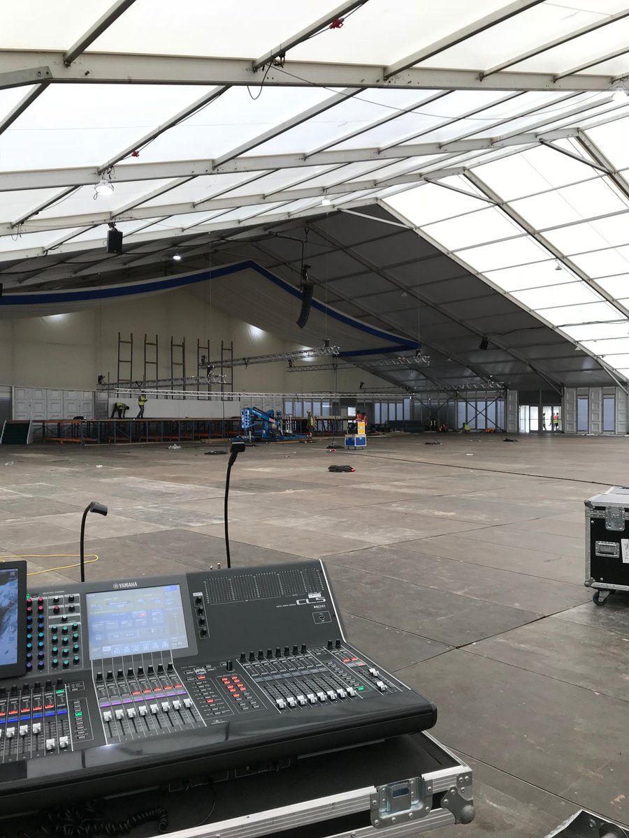 RGJonessoundeng's tweet photo. Empty now but not for long. Dream-team Jack & Ian in charge and getting ready for @JalsaUK - a unique 3-day event bringing together over 35,000 participants from over 90 countries. The purpose - to foster unity. @MartinAudioLtd #mla #mlamini #DD12 #dante #shure https://t.co/Avq5sdOF59