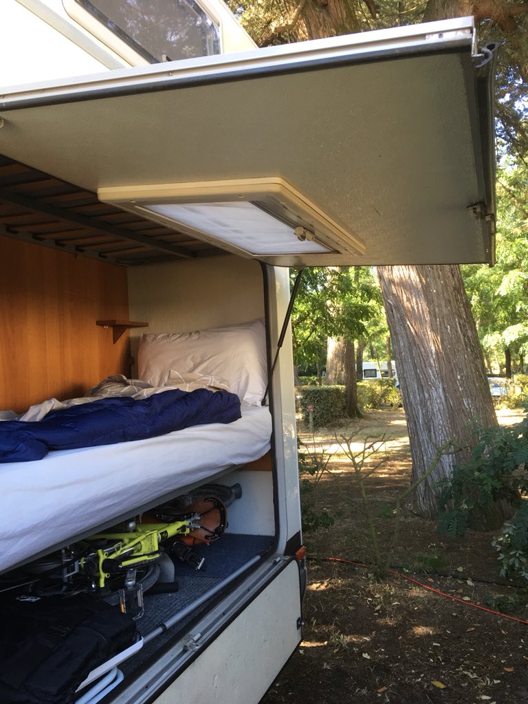 Hoping that our new little Brompton Bikes find their bunk as comfy as it looks - and enjoy their first mini adventure with us. <a href="/BromptonBicycle/">Brompton Bicycle</a> 
#france #campervan #cycling #brompton #roadtrip