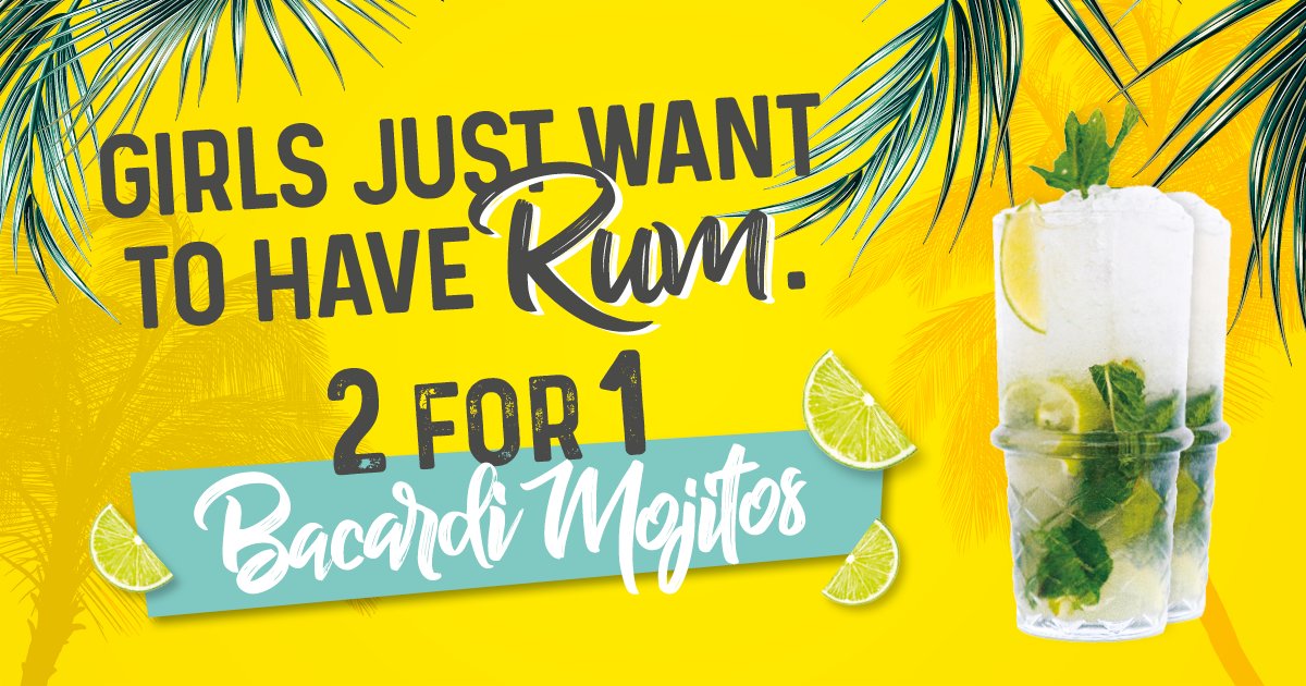 Don't miss out on our Girls just want to have rum weekender! We'll have 2-for-1 Mojitos ALL WEEKEND!