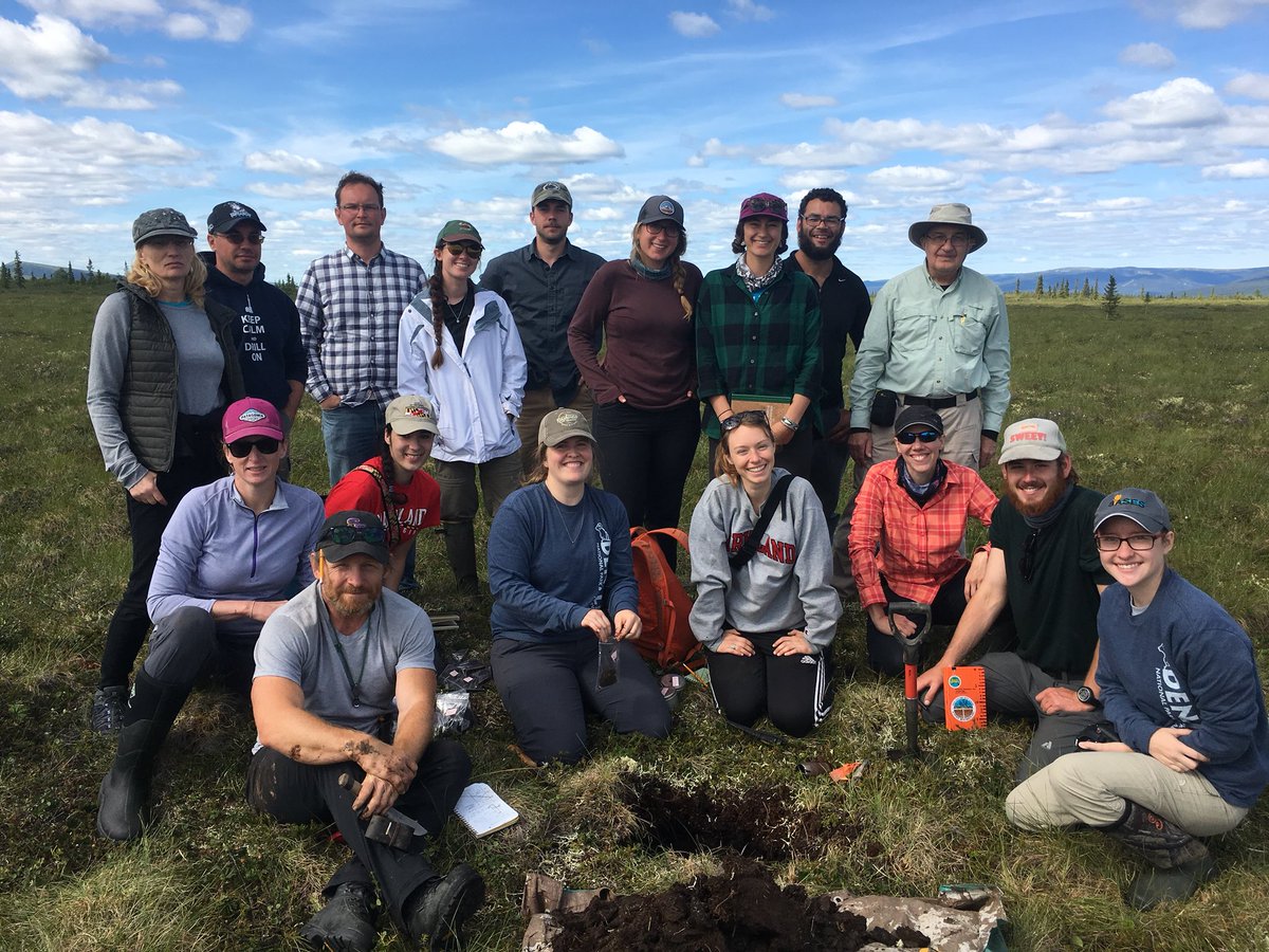 vaughan_soil's tweet photo. We are having our share of experiences here in the Arctic & the people make it just that much better 🥔 • • • There’s a story behind Sasha’s sweatshirt - he’s a permafrost researcher and CALM stand for “Circumarctic Active Layer Monitoring” ❄️ #sneakyscience #arcticsoils2018 https://t.co/2XDLJPKTpm