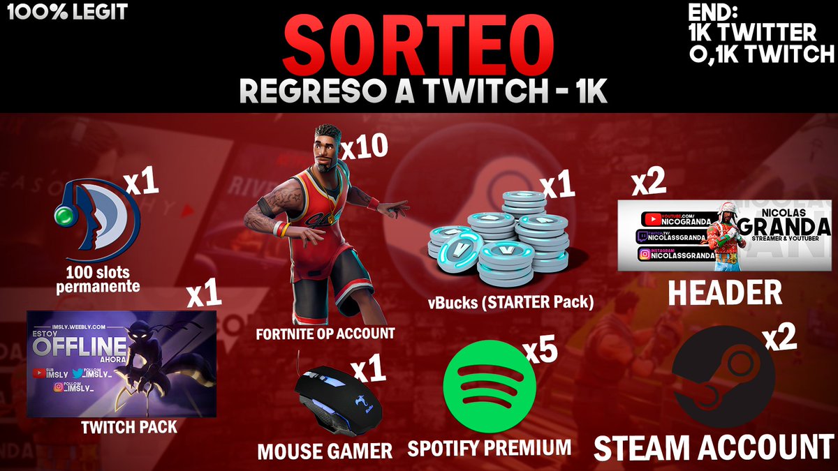 _ImSly_'s tweet photo. ¡¡SORTEO!! REGRESO A TWITCH -- 1K

Requisitos:
-#RT [🔁]
-#FAV [❤]
-Follow: @_ImSly_ @JxsusPS @xXrillerXx @TsOficial1 
Bonus: @ColdFireT @santiluces
-Seguirme en Twitch: https://t.co/OGuJQS9HVD

⛔️ TERMINA CUANDO LLEGUE A 1k EN TWITTER Y 100 FOLLOWERS EN TWITCH 😁
GL 😙 https://t.co/Dw69yOUYhS