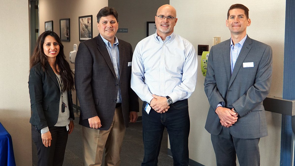 FlightSafetyInt's tweet photo. Congrats! To Chris Hogeboom for achieving #MasterAviator status on June 8, 2018, at the Wilmington Center. Photo (L - R): Yeni Ocampo (Center Sales Manager), Ralph Lintelman (Center Manager), Chris Hogeboom (Gulfstream 650 Master Aviator) &amp; Dave Opalach (Assistant Center Manager) https://t.co/RiC8pK3g2E