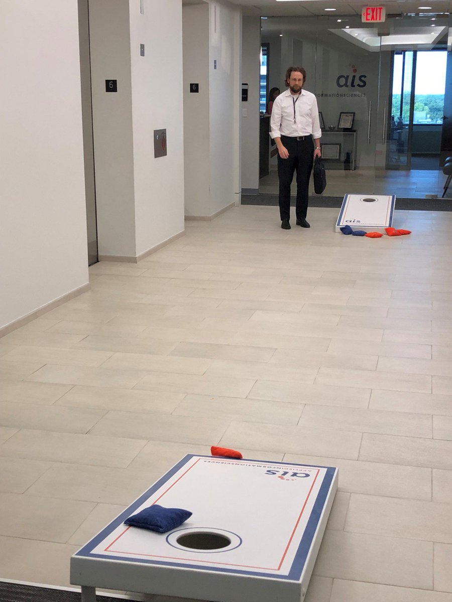 aisteam's tweet photo. #FBF to playing corn hole at our AIS Happy Hour at our Reston HQ! Want to come join our winning team? https://t.co/yXMwh4zCI5 #WorkatAIS https://t.co/8UxqSyxghe
