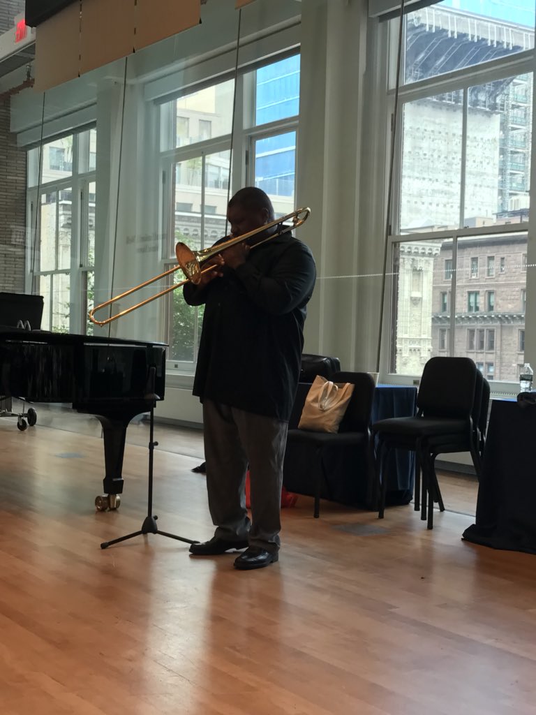BeckyChez's tweet photo. It was such a pleasure to hear the talented @WycliffeGordon today @carnegiehall #MusicEducatorsWorkshop. He gave great strategies for building improv skills. π€πΊπΉπΆ I cant wait to hear more at the NYO Jazz concert tonight! #BuildYourCraft #PassionDriven #NeverStopLearning https://t.co/Tl5DhVb8y2