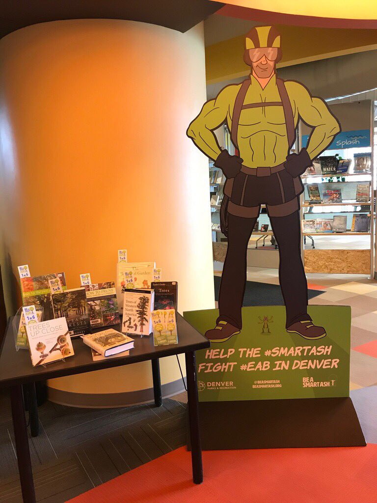 BeASmartAsh's tweet photo. Looking for something to do this weekend? Head to @denverlibrary’s Ross-Cherry Creek branch to hang with the #SmartAsh, and learn how you can help protect our city’s ashes from #EAB! 🌳🌳🌳 https://t.co/3QkTI6EbzY