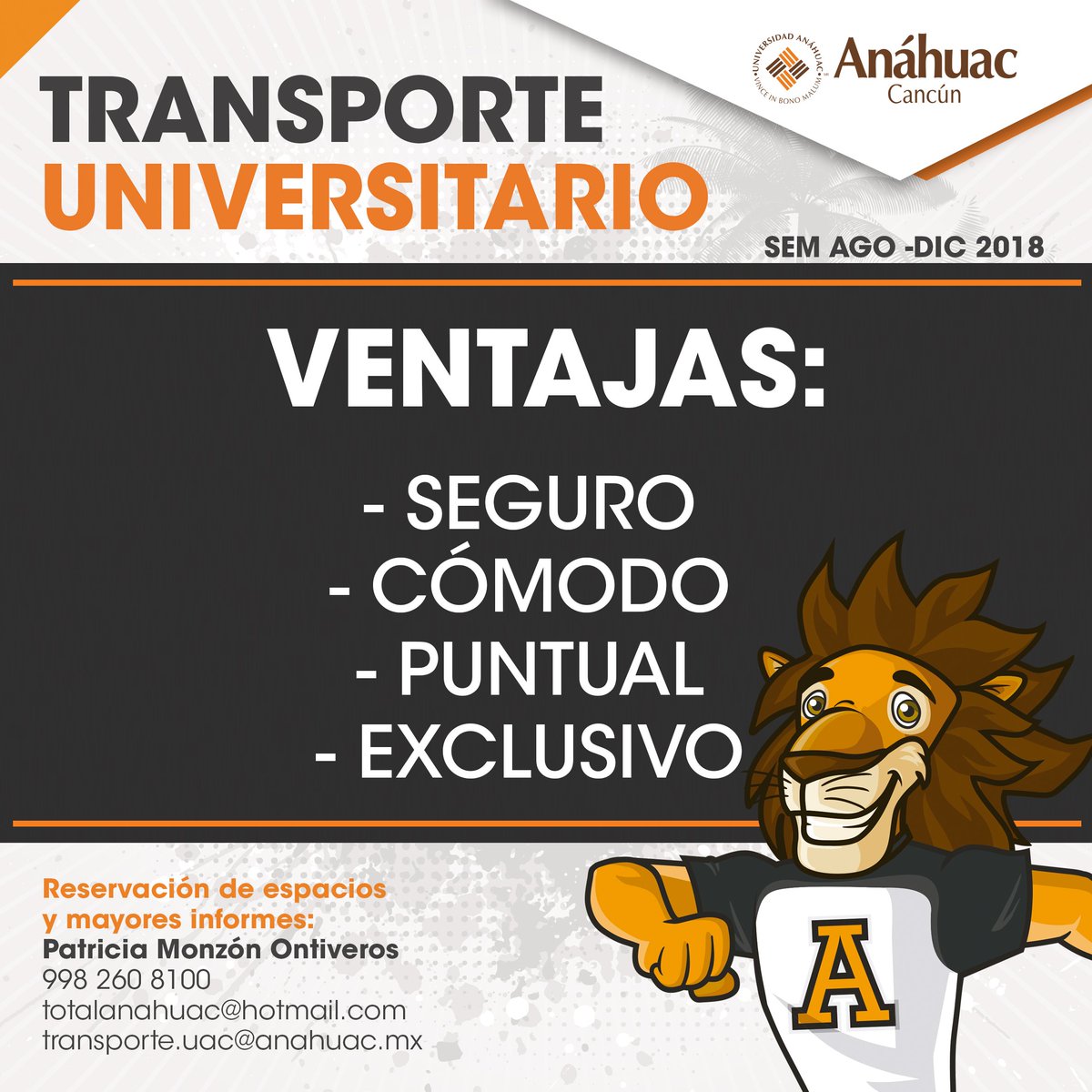 AnahuacCancun's tweet image. ¡Un transporte universitario pensado para ti, tu seguridad y comodidad!
¡Puntual!
¡Aparta tu lugar!
#anahuaccancun #proudtobe #studyinparadise