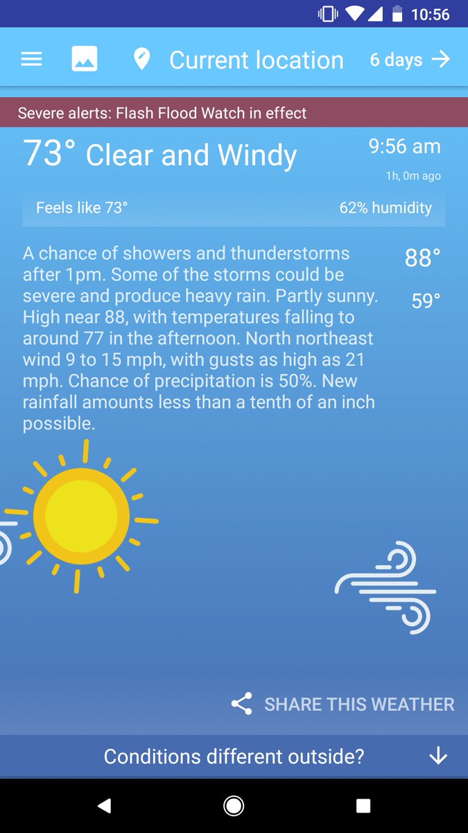 vallesmarineris's tweet image. I made a new weather app for Android! It uses US NOAA data, focuses on clear communication, and has multiple mobile wx research experiments. Large graphics, animations, and barometric pressure data from your phone!

play.google.com/store/apps/det…

#wxtwitter #android, cc @EricHolthaus