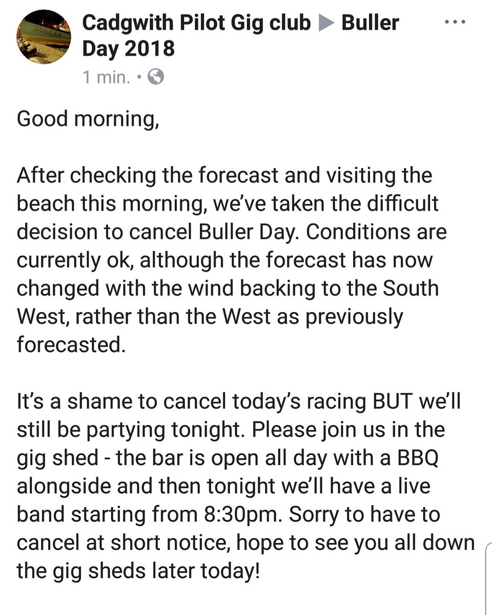 ⚠️ IMPORTANT ⚠️

CADWITH REGATTA RACING HAS NOW BEEN CANCELLED

Please share and let everyone know, unfortunate but still help them party the night away!

#gigrowing #gigrower <a href="/CPGAgigs/">CPGA gigs</a>