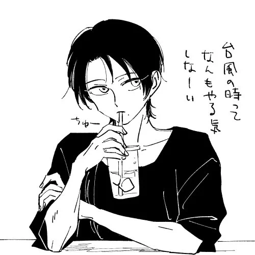 去年の台風の時に描いたいろいろおしゃれサボってる清光 
