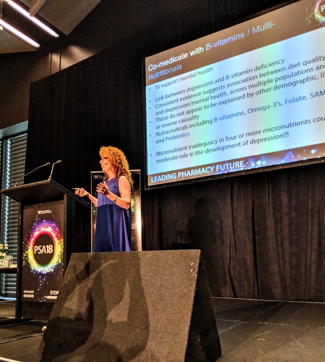 TessaDrew2's tweet photo. Researcher Elizabeth Steels promoting the service pharmacists can provide as accessible health professionals. "Synergistically co-medicate for a better patient outcome."
Concomitant prescribing has so much potential within pharmacy! #PSA18SYD https://t.co/n0j7zMhPjK
