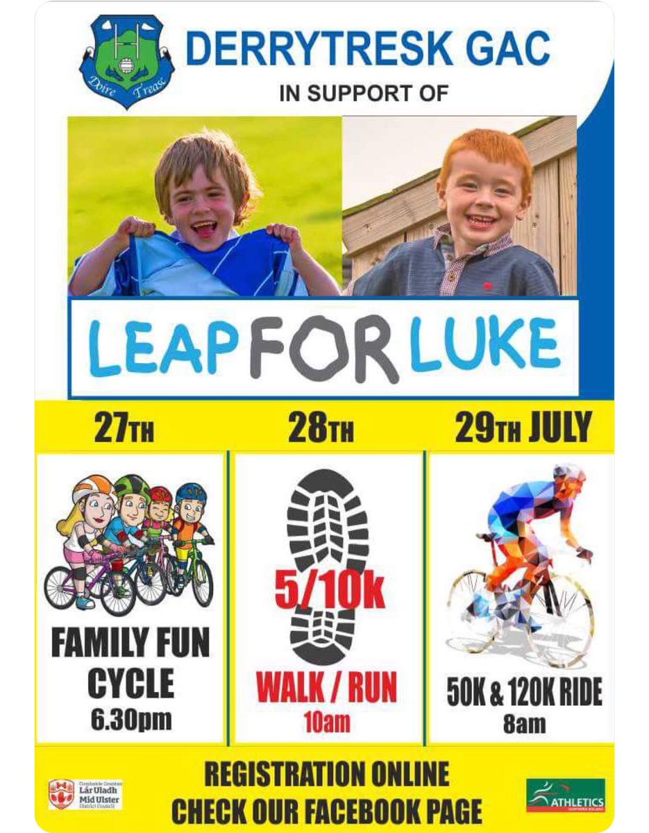 DoiretreascC's tweet photo. Best of luck to all 5/10K Runners!
5K Walkers!
#LukeandBrianÓg
#LeapforLuke
#Day2 https://t.co/ao3YMvjYMk