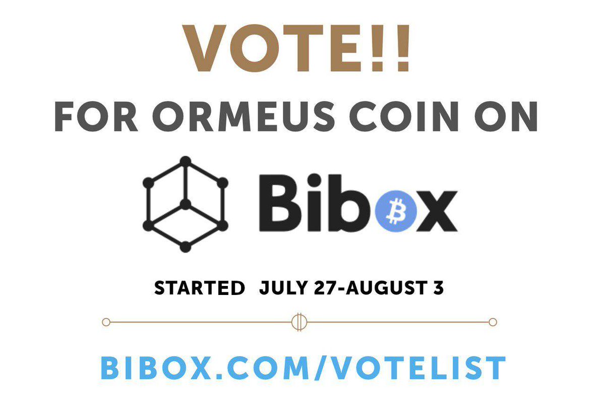 iq_chain's tweet photo. Hello followers! 
Click the link below to support &amp; vote for @ormeuscoin (#ORME) to get listed on #Bibox. Feel free to share with others who can help rack up the votes! 

Click Here --> https://t.co/SQFF5LK3Cb  

#ormeuscoin #crypto #Bitcoin #BTC #ETH #Ethereum #Litecoin https://t.co/JfOECbnXmG