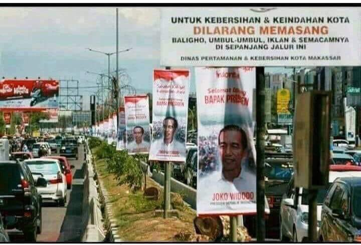 mau siapa pun biar presiden yg disambut, tidak boleh melanggar aturan. jadi siapapun yg pasang ini, kalo mo ko cari muka nda bgini ji caranya juga ces