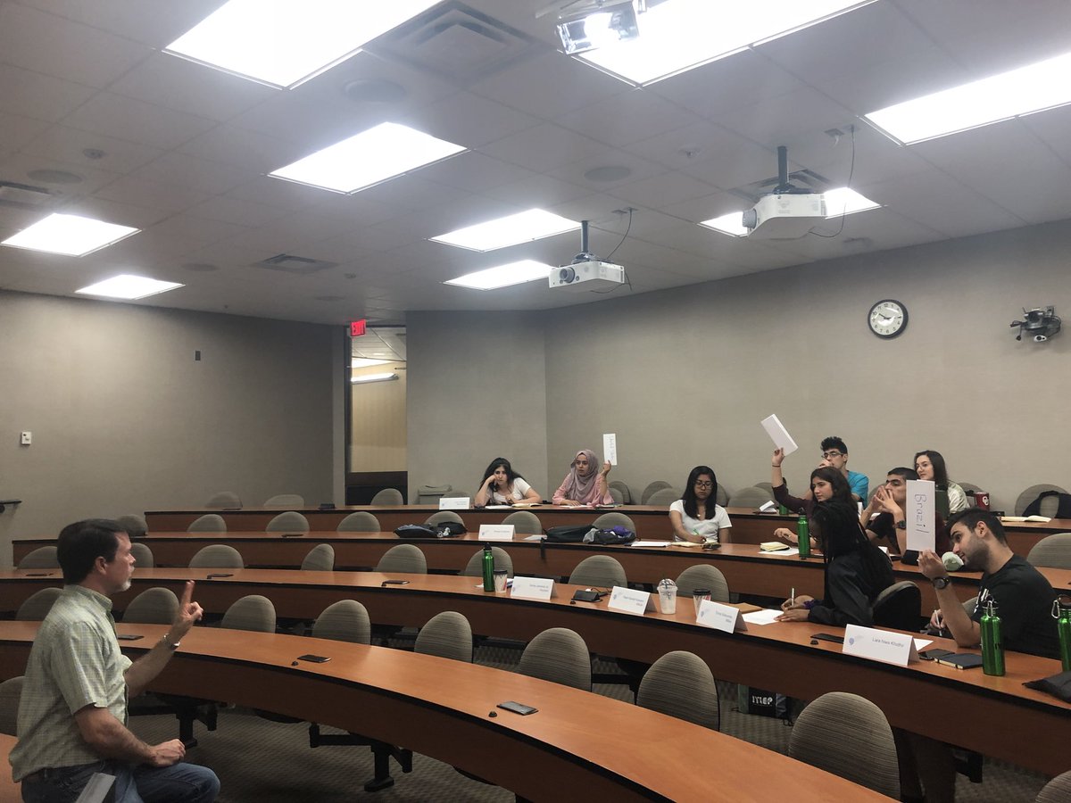 TulsaGlobal's tweet photo. John Waldron conducted a @btw_mun Model United Nations simulation this morning with @IYLEPatWL students this morning. @ECAatState @WorldLearning https://t.co/9BoNkJj0yT