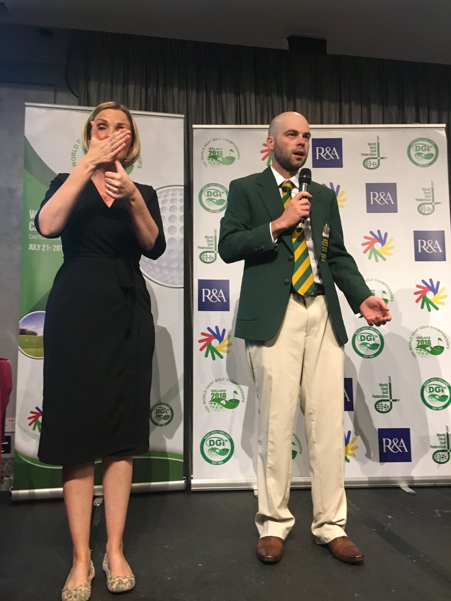 AusEmbIre's tweet photo. So proud of our latest World Champions- 🇦🇺Men’s team ⁦@WorldDeafGolf⁩ ⁦@CartonHouseGolf⁩, women’s team who came second &amp; seniors 4th. Great ambassadors for our country. #sportsdiplomacy ⁦@EndaKennyTD⁩ ⁦@GolfAust⁩ ⁦@FinianMcGrathTD⁩ ⁦ https://t.co/D8d9Laeo65