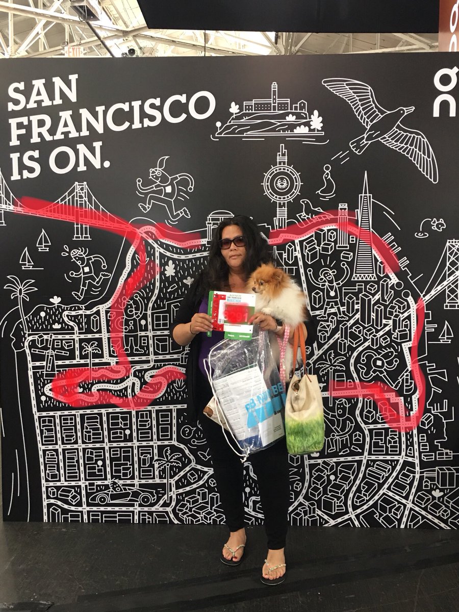 adellymccaffrey's tweet photo. Holding my #RaceBib standing in front of the #BiofreezeSFM #Marathon race course 🏃🏻♀️ 💨 #ThisIsHappening #TSFM18 #WomenRunSF #RunnersLife @theSFmarathon https://t.co/XEmPVwtMBl