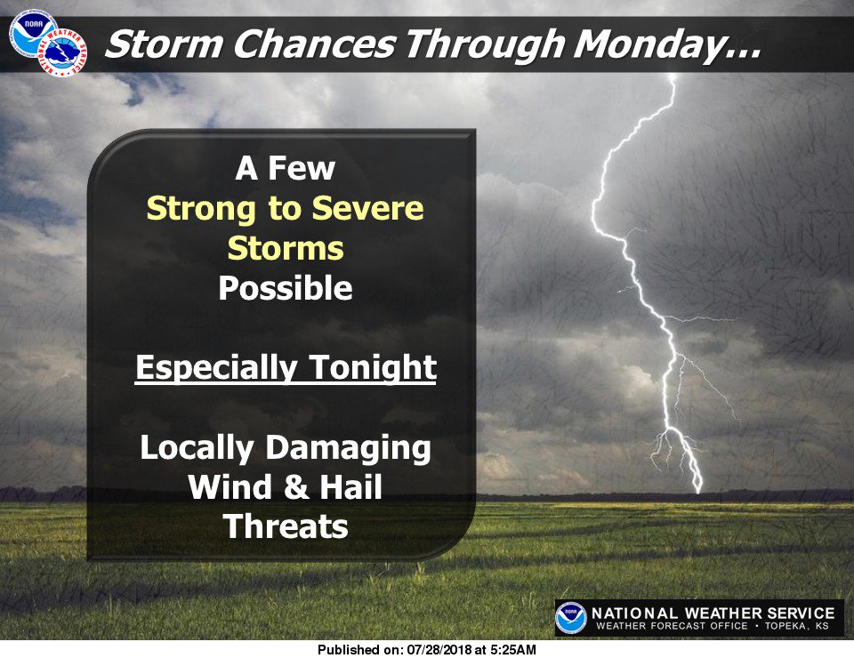 NWSTopeka's tweet photo. Few Strong to Severe Storms Possible...Especially Tonight. Wind/Hail Threat. #kswx https://t.co/FKhnklOyeY