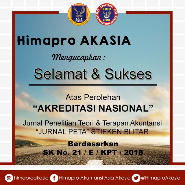 SELAMAT &amp; SUKSES 
Untuk <a href="/stiekenblitar/">STIE Kesuma Negara (STIEKEN) Blitar</a> atas di perolehnya "Akreditasi Nasional"
Jurnal Penelitian Teori &amp; Terapan Akuntansi "JURNAL PETA" 
#selamat&amp;sukses