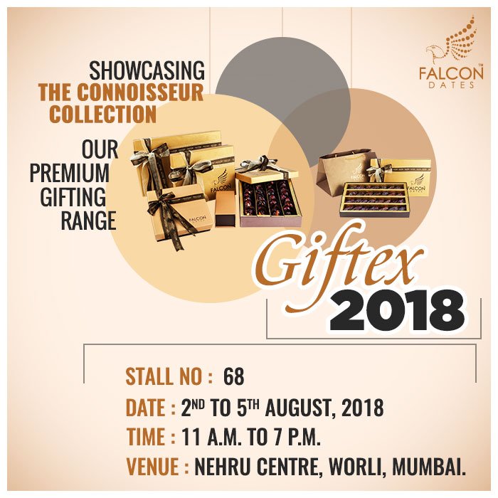 FalconDates's tweet photo. We are participating in Giftex 2018.
We will be delighted to see you there!
please check the image for details.
#Giftex2018 #Giftex #gifts #giftingoptions #dryfruits #TheconnoisseurCollection #FalconDates https://t.co/ke5isaMPls