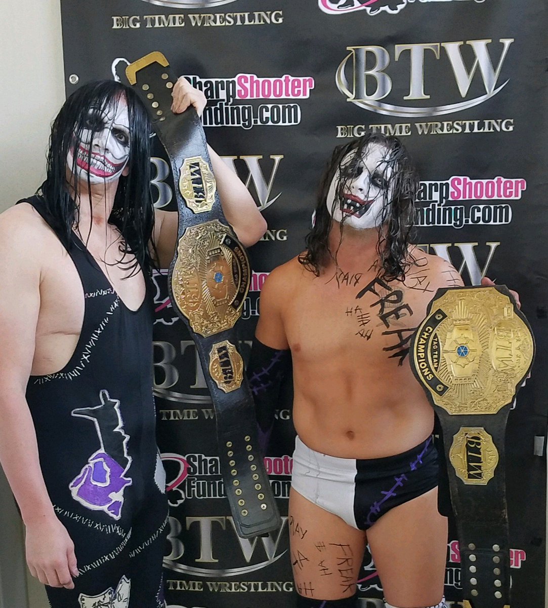 BTWrestlingCA's tweet photo. #AndStill BTW Tag Team Champions @jecklesjester &amp; #Jinxx, The Freaks! #BringTheNoise https://t.co/qizwCHpuvM