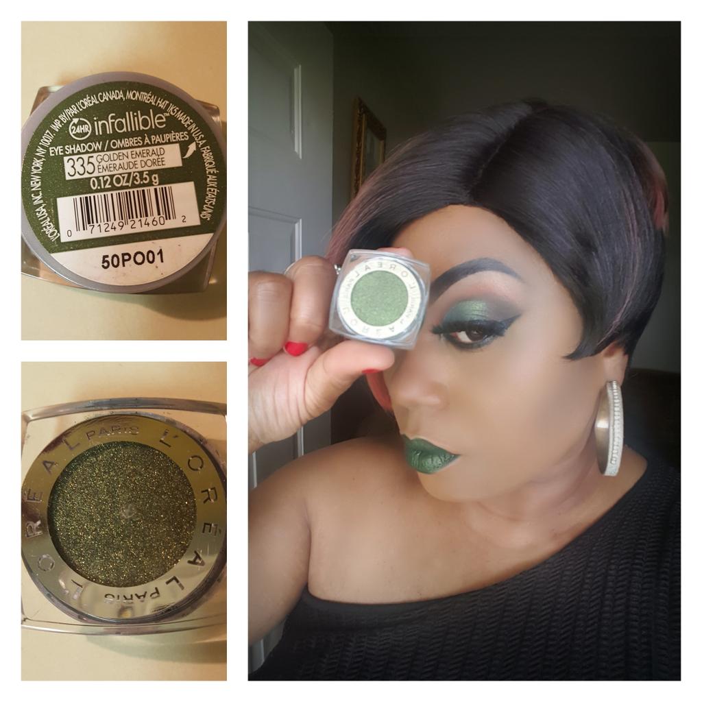 psibetajazzy's tweet image. Single eyeshadow palette; shade- &quot;Emerald Gold&quot; #335 #LorealParis #lorealinfallible