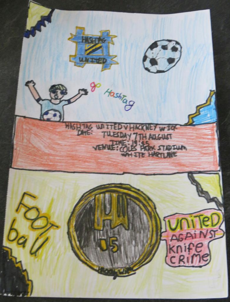 thecoldend's tweet photo. @hashtagutd @Lewes_cfc @btsport @HackneyWickFC Here's my children's effort. Megan (aged 8) with a little help from her big brother Jack (aged 10).  @HackneyWickFC #HackneyWick #GoHashtag https://t.co/Mb1tEtkvJJ