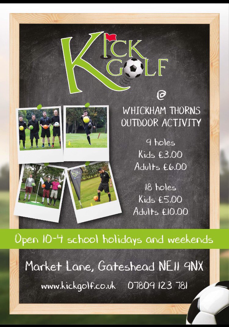 kickgolfuk's tweet photo. Four!!!!!!!!!! Our new course at Whickham Thorns opens Monday! Plenty of obstacles to test your tekkas! Get in touch to book up. #summerholidays #kickgolf #tekkas https://t.co/t5FxKsqyCj