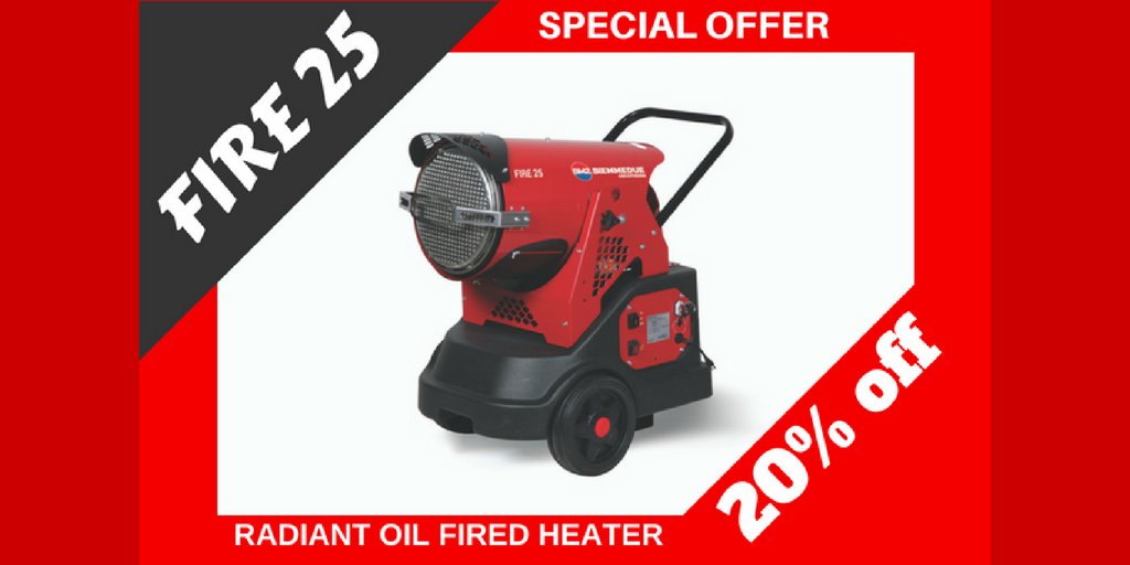 The FIRE 25 is an oil fired radiant heater with an output of 26kW (89,000 BTUs / Hr) and is ideal for "spot" heating in workshops, construction, etc. Available to buy online; arcotherm.co.uk…/Arcotherm-Fire-25-Direct-Heat… #Fire25 #Heater #Heat #Heating #RadiantOilFired