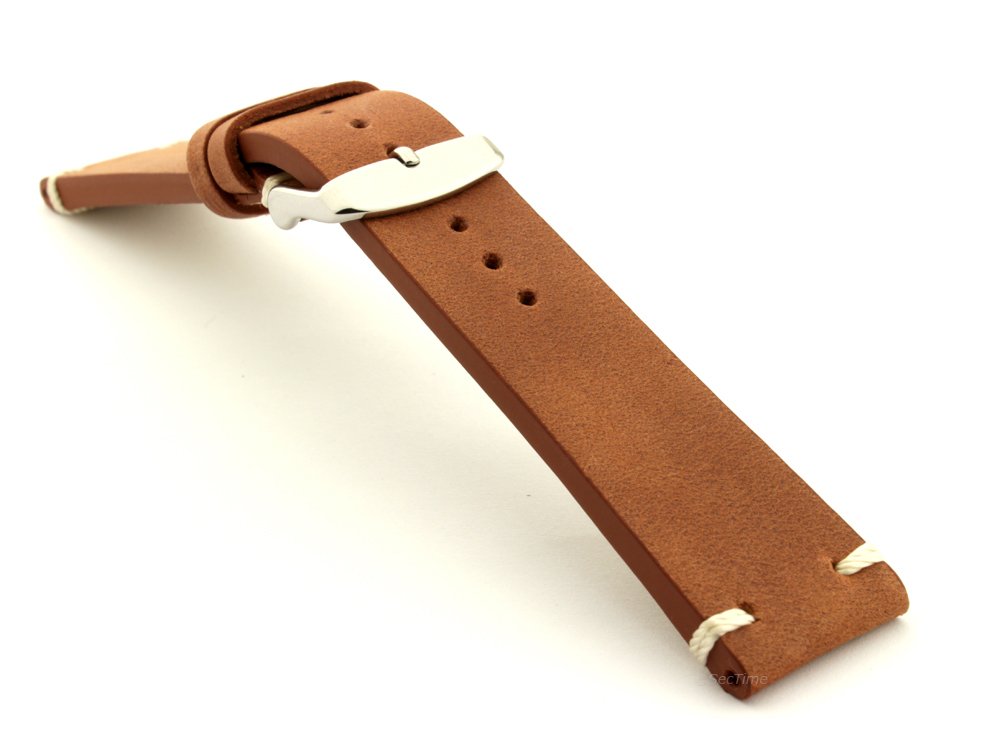 Genuine leather vintage style brown #watchstrap 20mm Blacksmith. Combination of its thickness, flatness and only 4 small stitches per piece emphasises its raw look which is associated with hard and exhausting work. sectime.co.uk/genuine-leathe… #leatherwatchstrap #brownwatchstrap