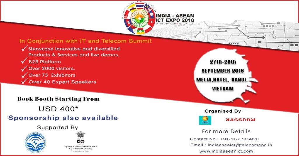 IndiaAseanICT's tweet photo. Click here https://t.co/X8FNNC5lhj if you want to Exhibit or sponsorship contact us at +91-11-23314611, Email us: indiaaseanict@telecomepc.in, Website: https://t.co/SeQE6YYrrD
#IndiaASEANIctExpo https://t.co/SB8vCYNvJJ
