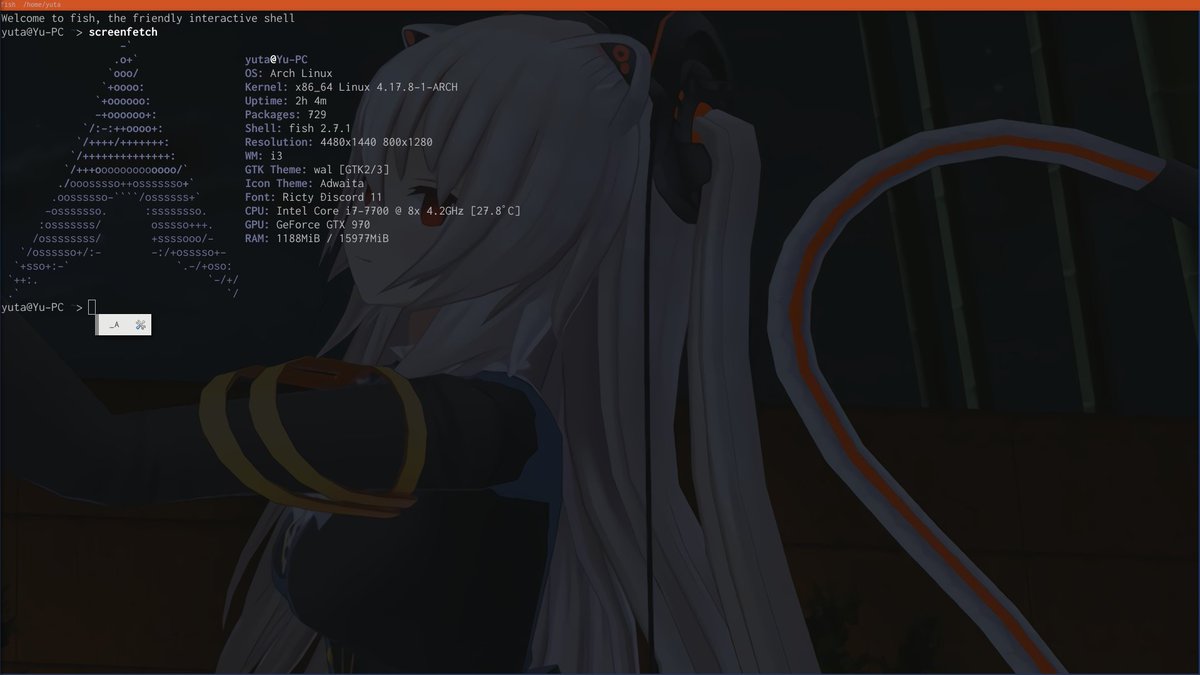 Yu_3105_5's tweet image. こういうタグあんのか #screenfetch