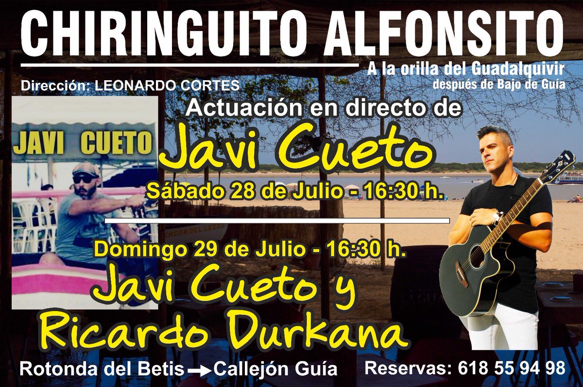 durkana's tweet photo. Este domingo 29 a partir de las 16:30 h. estaré en Chiringuito Alfonsito junto a Javi Cueto, al final de Bajo de Guía, Sanlúcar de Barrameda. No faltes!!! 👍🏻👍🏻 https://t.co/XpOfpOksJK