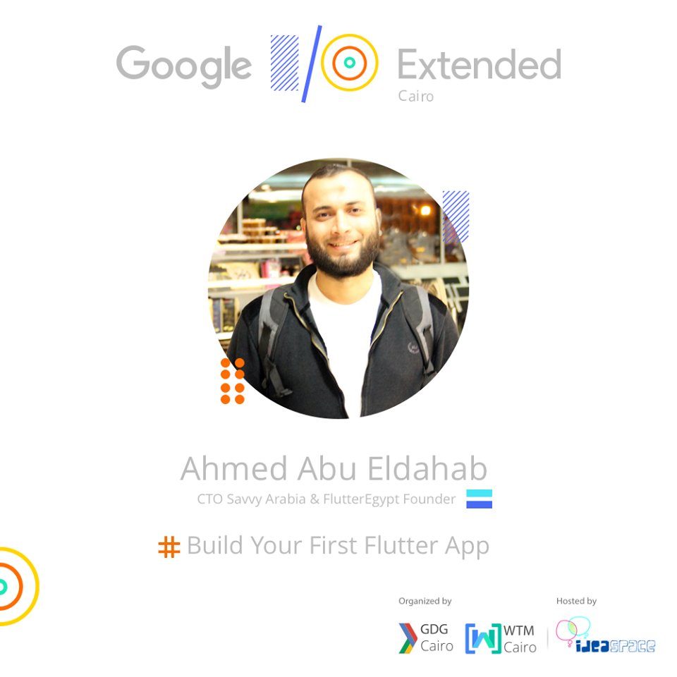 dahabdev's tweet image. #FlutterBus  station 9 will be today @GDGCairo  #io18extended  event my @flutterio talk &amp;amp; code lab will be at 12:30pm

See you all soon :)

@gdg 
@FlutterEgypt 
@googledevs 
#flutterextended 
#io18