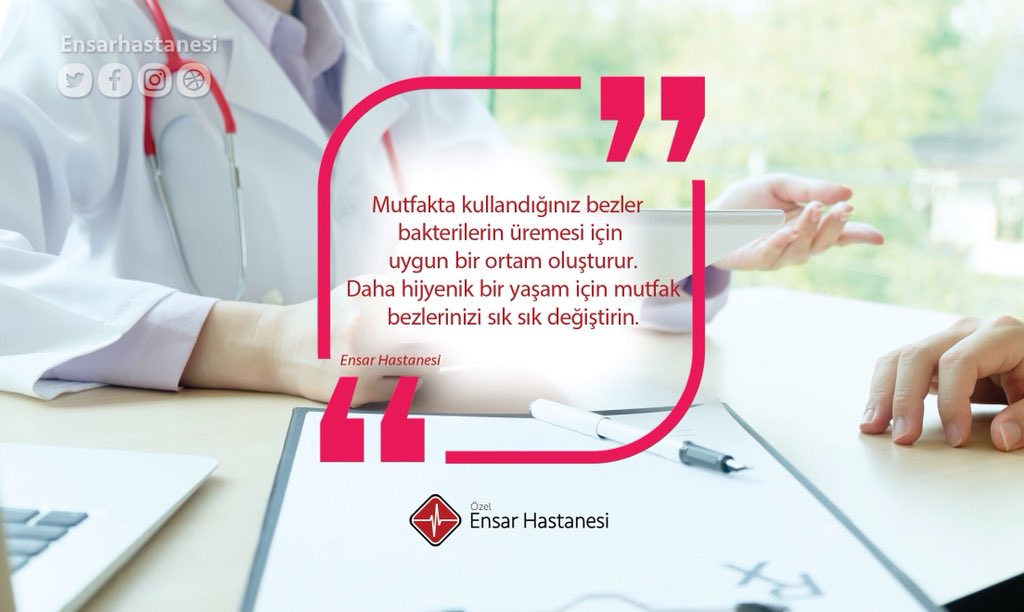 Mutfakta kullandığınız bezler bakterilerin üremesi için uygun bir ortam oluşturur. Daha hijyenik bir yaşam için mutfak bezlerinizi sık sık değiştirin. #ensarhastanesi #istanbul