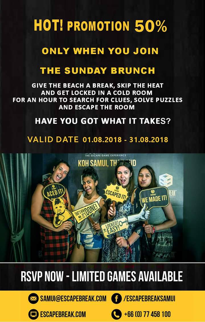 EB_Samui's tweet photo. Check this out!
https://t.co/4m458rgK3L
#samui #escapegame #activity #thingtodo #beachrepublic #fun #friends #family #clues #puzzle #teambuilding #beachrepublic #sundaybrunch https://t.co/J66Kn4gNWg