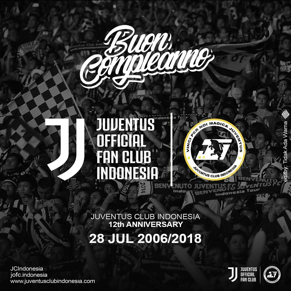 BUON COMPLEANNO <a href="/JCIndonesia/">Juventini Indonesia</a> yang ke 12 Tahun semoga tetap eksis dan semakin solid. 🎉🎊🎂
#12tahunJCI
#juventiniindonesia 
#juventusclubindonesia 
#jofcindonesia 
#juvedonnajci