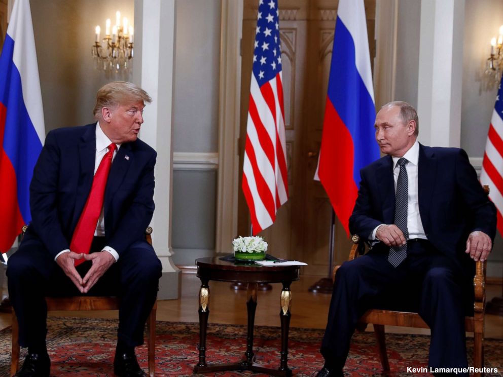 ABC's tweet photo. Vladimir Putin says he has invited Pres. Trump to Moscow and that he would be willing to visit the U.S. if "relevant conditions" were met, according to Russian media. https://t.co/ePnH4Ey5iW https://t.co/7njgzzTgZB