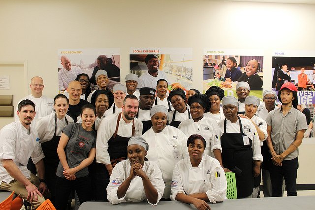 dcck's tweet photo. We had some special guest chefs in the kitchen this week. Thank you to @ChefTimMa @kyirisan, Chef Jennifer Obrien, Chef @gbasalla, and Chef @ChefJoePalma of @MarriottIntl for teaching Class 114 new techniques &amp; recipes at Heritage Day! #culinary #jobcreators #creatingopportunity https://t.co/ossTAAndqd